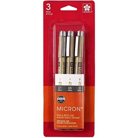Micron Pen Pigma 3 Piece Set Cool Gray .25mm Notion, 3 Count (Pack of 1)
