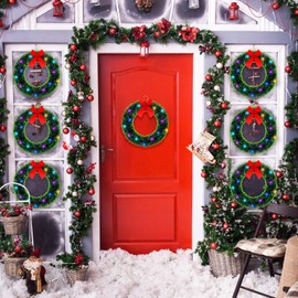 Jetec 10 Pcs Small Christmas Window Wreath with Red Bow Bulk 12 Indoor Lighted Christmas Wreath Artificial for Wall Front Door Farmhouse Kitchen Outdoor Holiday Decoration(Green)