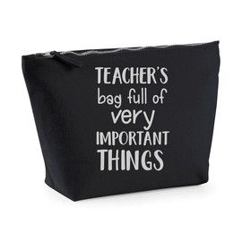 Any name's customised bag full of important stuff make up bag - cosmetic canvas case - black, large