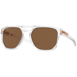 Oakley Men's OO9436 Latch Beta Square Sunglasses, Matte Clear/Prizm Bronze, 54 mm