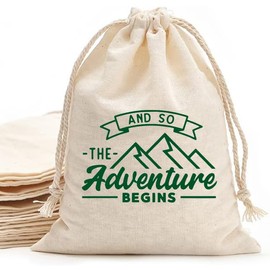 WOW PARTY Bachelorette Party Favor Bags, Wedding Survival Recovery Kit, Drawstring Hangover Kit Bags 5 x 7 Inch, Set of 10 Adventure Green