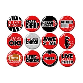 Red Cheerleader Buttons Pins