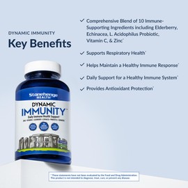 Stonehenge Health Dynamic Immunity Daily Supplement 10-in-1 Immune Boosters Zinc, Elderberry, Echinacea, Vitamin C & Probiotic L. Acidophilus – Supports Immune System & Respiratory Health, 60 Capsules