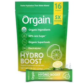 Orgain Organic Hydration Packets, Electrolytes Powder - Variety Pack Hydro Boost with Superfoods, Vegan, Gluten-Free, No Soy Ingredients, Non-GMO, Less Sugar than Sports Drinks, 16 Count