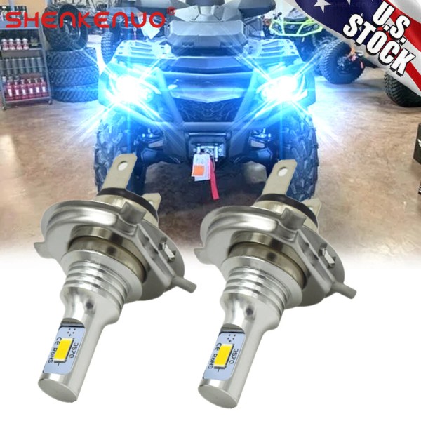 SHENKENUO 2x H4 8000K LED Ice Blue Headlight Bulb For