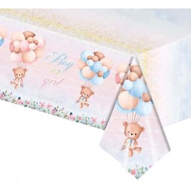 Love Balloons Bedfordshire Girl or boy gender reveal plastic disposable table cloth 274x137 cm