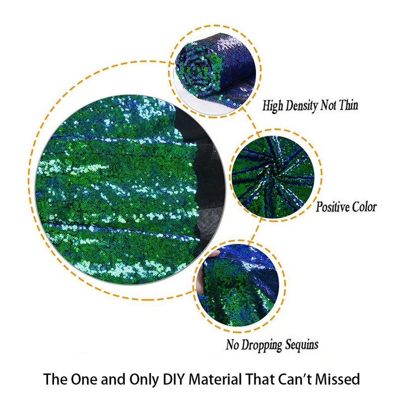 ShinyBeauty Ombre Peacock Mini Disk Sequin on Mesh Fabric Green