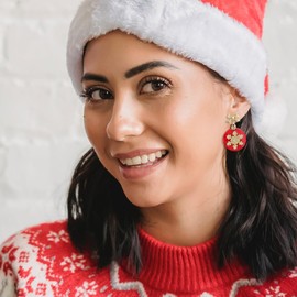 Madison Tyler Snowflake Light Bulb Christmas Dangle Earrings for Women | Statement Cute Acrylic Pave Rhinestone Snowflake Bow Post Jewelry | Xmas Holiday Earrings Gifts