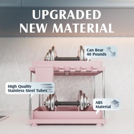 VERIFOST Under Sink Organizer, 2 Pack Under Kitchen Bathroom Cabinet Organizer, 2 Tier Under Bathroom Kitchen Sink Organizer, Adjustable Height Bathroom Kitchen Cabinet Organizers and Storage, Pink