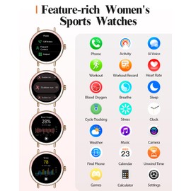 CATGIFF Smartwatch for Women Answer/Make Calls, 1.27 Inch Activity Tracker Watch with 100+ Watch Faces, 24/7 Heart Rate/Sleep/SpO2 Monitor/Pedometer/Calories/Sports Modes, Fitness Watch (Light Pink)