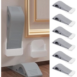 Wodoso 6 PiezasTope de Puerta Color Gris ，Tope para puertas，Cuña,para puerta de seguridad para Todas Las Superficies del Piso，Para usar en casa, en la oficina, etc(Set de 6 Piezas)