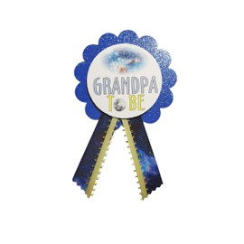 Pin para fiesta de bebé con diseño de estrella con texto "Grandpa to Be", espacio exterior para que papá lo lleve, It's a Girl Sprinkle Royal Blue Glitter