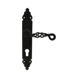 Amig - Door Handle Set | Hammered Plate | 280 x 45mm | Spanner to 85mm | Ideal for Increasing the Privacy of a Room | Steel Plate and Black Zamak Handle