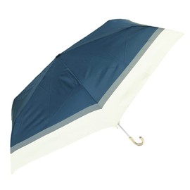 14140 Folding Umbrella, 21.7 inches (55 cm), Windproof Ribs, Natural Border, Navy