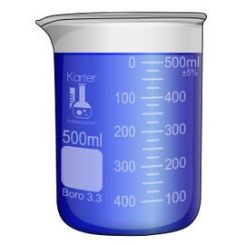 500ml Beaker, Low Form Griffin, Borosilicate 3.3 Glass, Double Scale, Graduated, Karter Scientific 247L1 (Case of 36)