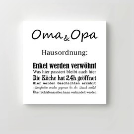 Wooden Sign Printed | "Oma & Opa" | 15 x 15 x 1.8 cm | Decorative Saying Wall | for Hanging |