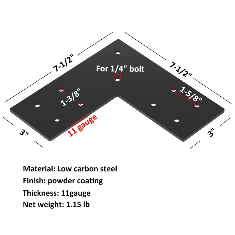 heneng 4 Pcs Flat Mending Plates for 4x4 Post, L