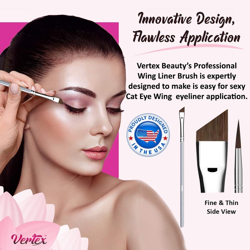 Angled Eyeliner Brush Slanted - Small Thin Winged Liner For