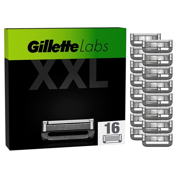 Gillette Labs Razor Blades Men, Pack of 16 Razor Blade Refills, Compatible with GilletteLabs with Exfoliating Bar and Heated Razor