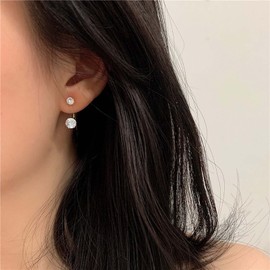 Aneneiceera Boho Crystal Ear Jacket Earrings Silver Rhinestone Stud Earrings Tiny Cz Earrings Minimalist Crystal Post Earrings Jewelry for Women and Girls