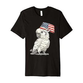 Umbrella Cockatoo With USA Hat Premium T-Shirt