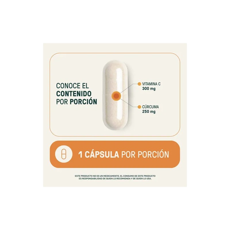Vitamina C Life360+ Vit C+ Turmeric 270 Cápsulas Cúrcuma Sabor