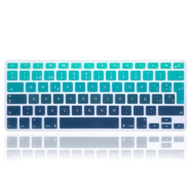 MMDW Spanish Silicone Keyboard Cover Skin for MacBook Pro 13" 15" 17" (2015 or Older Version),for MacBook Air 13" A1369/A1466,for iMac Older Wireless Keyboard (EU/ESP Versions),Gradient Green