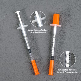 1/2ml 31ga 6 mm (1/4") Lab Syringe U-100 Disposable Dispensing Supplies, Measuring for Liquid Individually Sealed Packaging (Pack of 20)