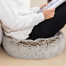 Asuprui Soft Floor Pillow Large Floor Cushion for Sitting Fur Meditation Pillow Premium Yoga Pillow for Living Room Bedroom Balcony Outdoor (Snow Coffee Floor Pillow with Insert)