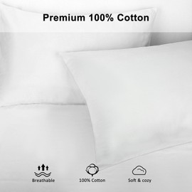 Lirex Queen Pillow Cases Set of 2, 300 Thread Count 100% Cotton Pillow Covers, Breathable and Soft, Queen (20" x 30"), White