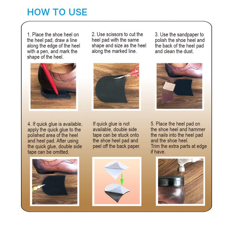 Unikstep 2 Pairs Shoe Heel Pads, Shoe Repair Rubber Heels,