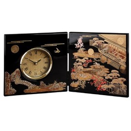 まえじゅう漆器 初音 屏風時計(B) 7W-223