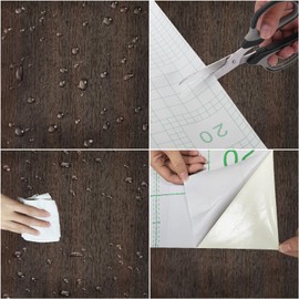 Thick Dark Walnut Contact Paper Wood Peel and Stick Wallpaper 16"x198" Waterproof Self Adhesive Dark Brown Wallpaper Table Sticker Cover Wood Vinyl Wrap for Countertop Desk Table Cabinets Upgrade