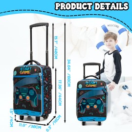 Homskiii Kids Luggage Sets with Wheels Boys Travel Softside Suitcases 16" Carry on Suitcase with Duffle Bag Boys Luggage Sets Airline Approved