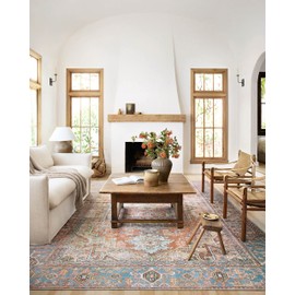 Loloi Loren Collection LQ-15 Terracotta/Sky 5'-0" x 7'-6" Area Rug