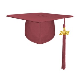 gradois Unisex Adult Matte Graduation Cap with 2025 Tassel Year Charm for High School & Bachelor Master Maroon