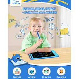 TEKFUN Kids Toys for 3+ Years Old Boys Girls Toddler, 8.5inch LCD Writing Tablet Erasable Drawing Tablet Writing Pads, Kids Travel Learning Toys Boys Girls Birthday Gifts Age 3 4 5 6 7 (Blue)
