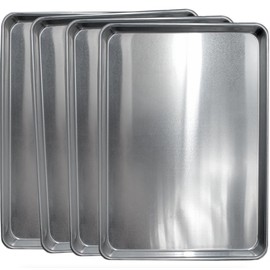 Commerical Quality Cookie Sheet Pan - 4 Pack Aluminum Half Sheet Baking Pan by Saffron & Sage Home Living - This 18x13 Baking Sheet Set is Rust & Warp Resistant, Heavy Duty, of Thick Gauge
