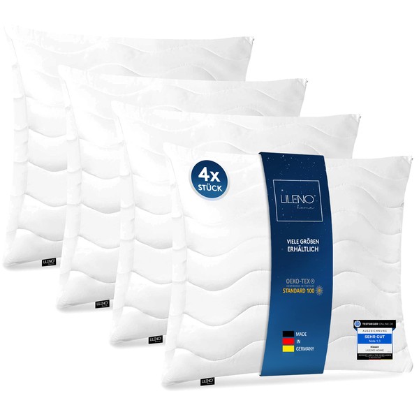 Lileno Home Cushion Filling, 80 x 80 cm, Set of 4, Quilted Inner Cushion for Allergy Sufferers, Microfibre Cushion and Sofa Cushion, Washable at 40 °C