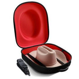 Ozueccr Cowboy Hat Holder for Travel – Crush Proof Hat Carrier Case for Travel Protects up to 2 Cowboy, Panama & Tweed Hats – Equipped with a Carrying Handle, Shoulder Strap & Luggage Strap - Large
