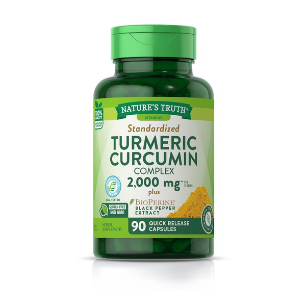 Nature's Truth Turmeric Curcumin Capsules | 2000mg | 90 Capsules | with 95% Standardized Curcuminoids and Bioperine | Non-GMO, Gluten Free Supplement