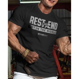 Rest at The End Workout Shirts for Men Motivational Gym-Goers (XL, Silver on Black)