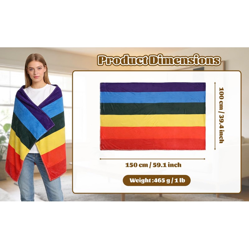 Soft Rainbow Flannel Throw Blanket for Couch 40x60 Cozy Throw