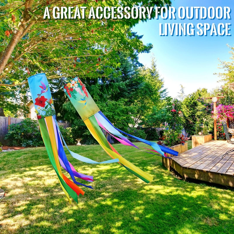 Newwiee 4 Pcs 4 Pcs Twin Hummingbird Wind Sock Outside