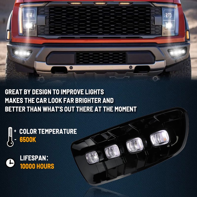 GEEGEETOP Switchback White Amber LED Front Fog Daytime Sequential Running