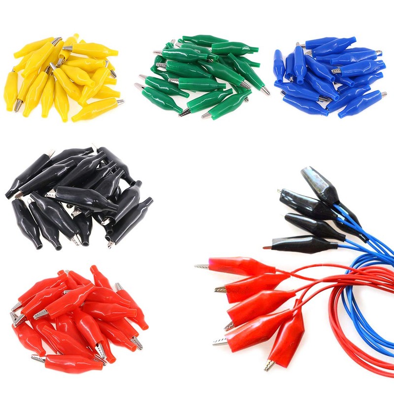 Glarks 100Pcs 1.1''/28mm Alligator Clips Crocodile Electrical Test Clamps Jumper