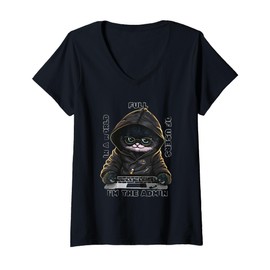 Womens Cool Anonymous Cat Hacker - Hacker Cat Costume for Her/HIM V-Neck T-Shirt