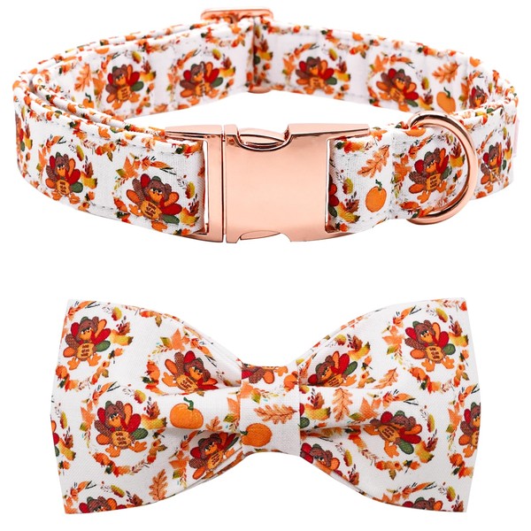Bobo Rainbow Dog Collar - Thanksgiving Turkey Bowtie Dog Collar