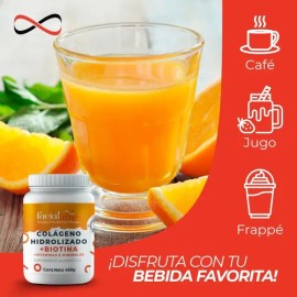 Kit 2 Colágeno Hidrolizado Más Biotina 450g C/u Sabor Natural - Facial Time