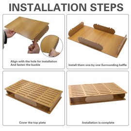 Name Badge Holder, 32 Grids Wooden ID Badge Tray Organizer Brown Name Card Display Stand for Desk Office Business Reception, 13.39 x 7.48 x 1.9 Inch